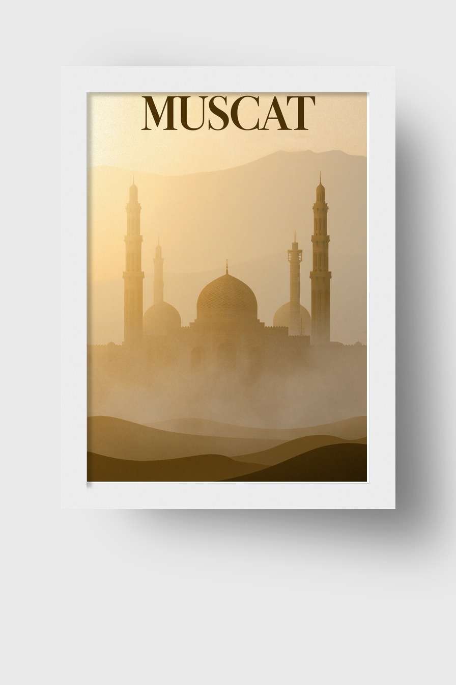 Fotografie Poster Moschee Silhouette Nebel Wüste