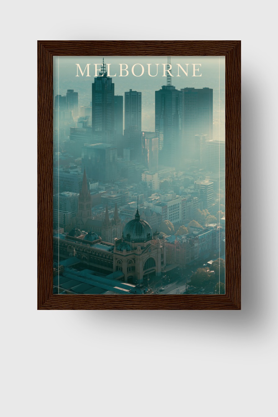 Fotografie Poster Melbourne Skyline urban dunstig