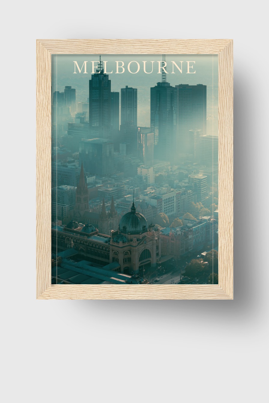 Fotografie Poster Melbourne Skyline urban dunstig