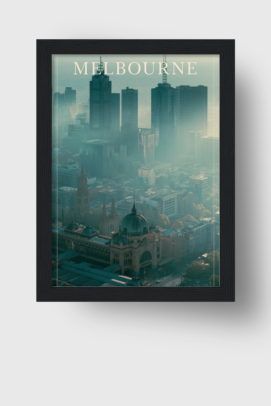 Fotografie Poster Melbourne Skyline urban dunstig