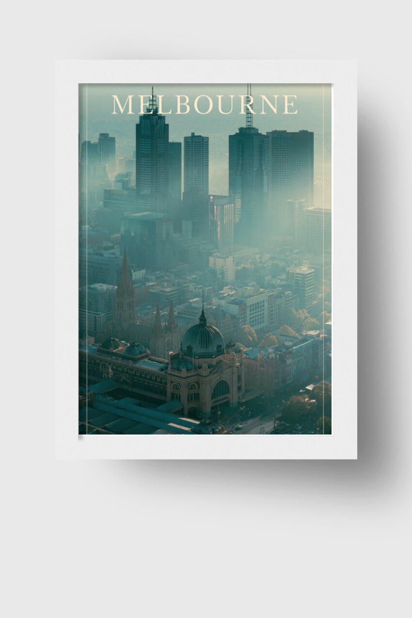 Fotografie Poster Melbourne Skyline urban dunstig