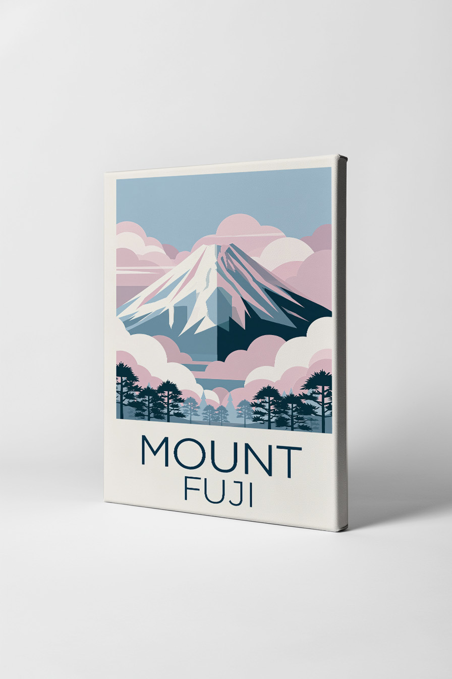 Illustration Poster Berg Schneespitze minimal blau rosa
