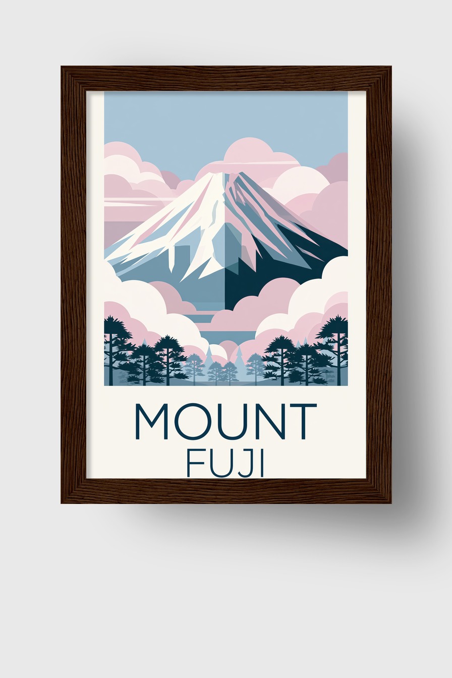 Illustration Poster Berg Schneespitze minimal blau rosa
