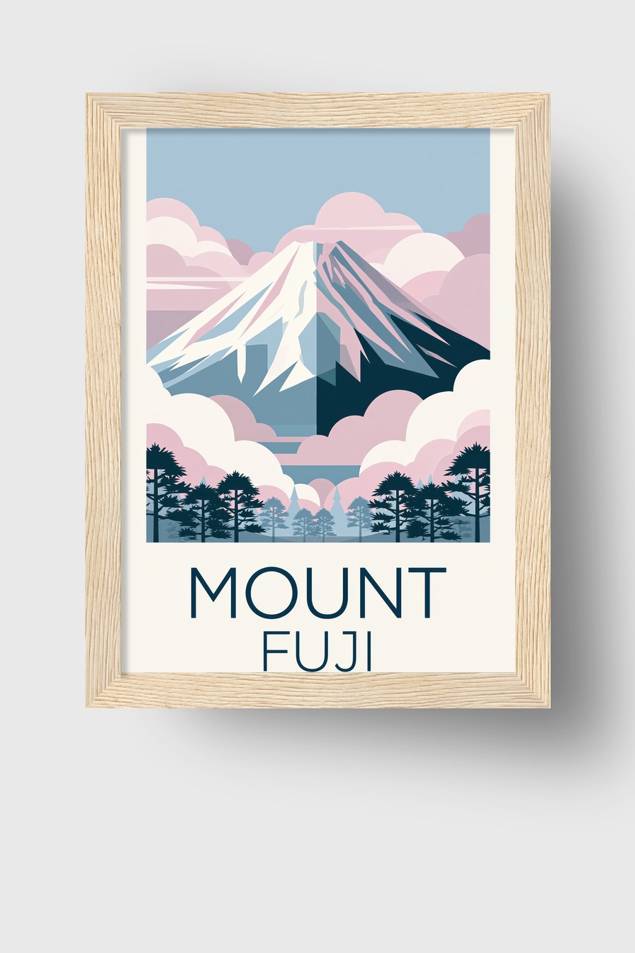 Illustration Poster Berg Schneespitze minimal blau rosa