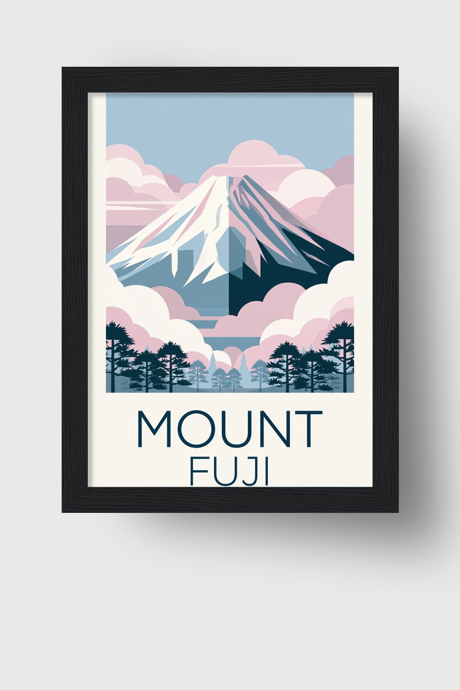 Illustration Poster Berg Schneespitze minimal blau rosa