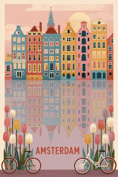 Amsterdam Tulpen Fahrräder Leinwandbild