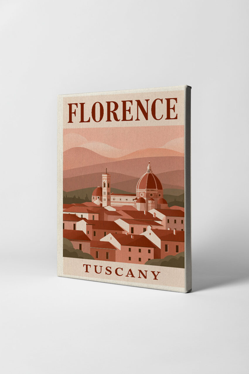 Illustration Poster Florenz Dom Kuppel rotbraun