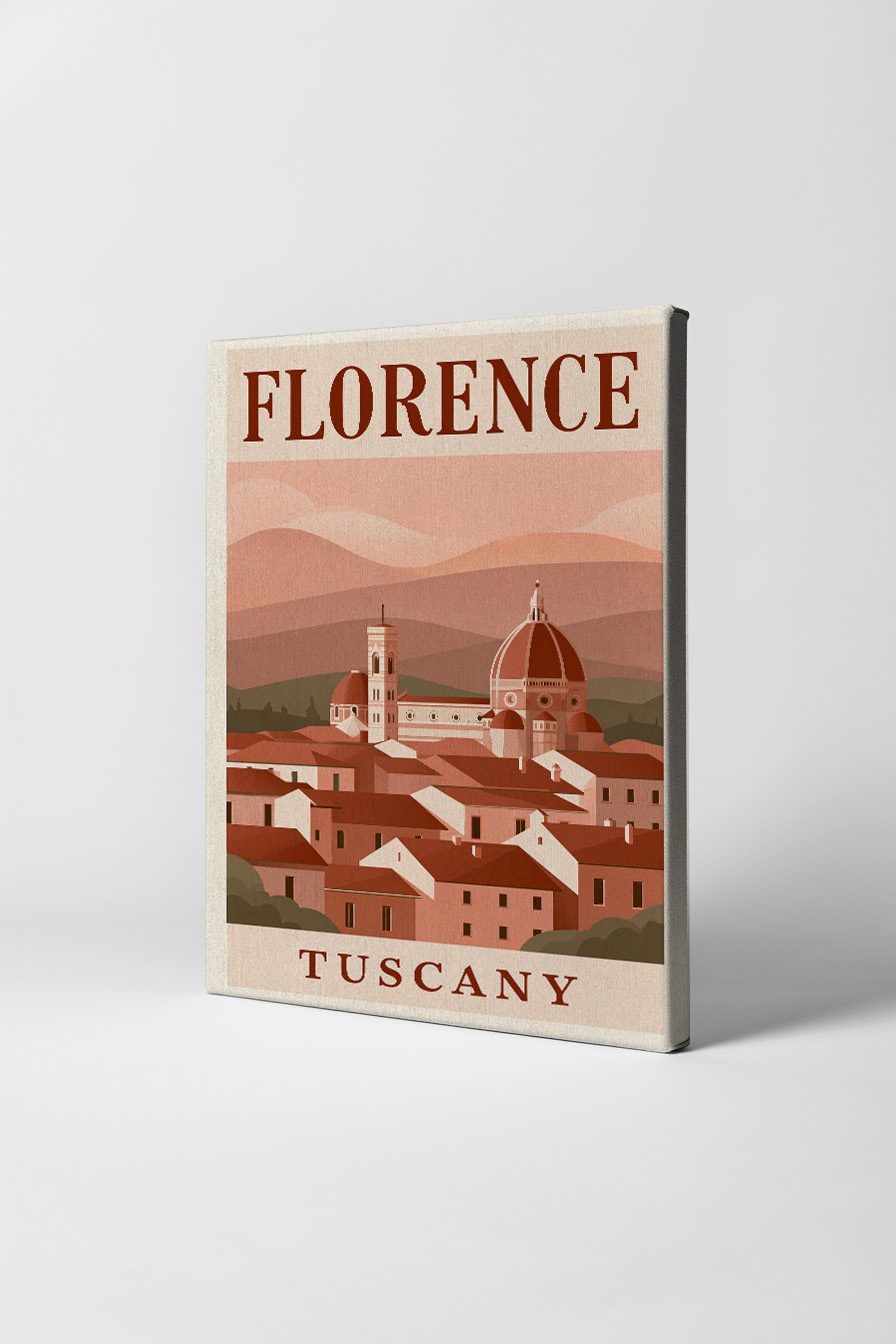 Illustration Poster Florenz Dom Kuppel rotbraun