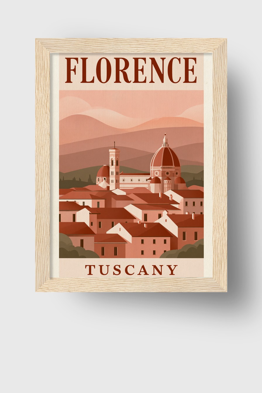 Illustration Poster Florenz Dom Kuppel rotbraun