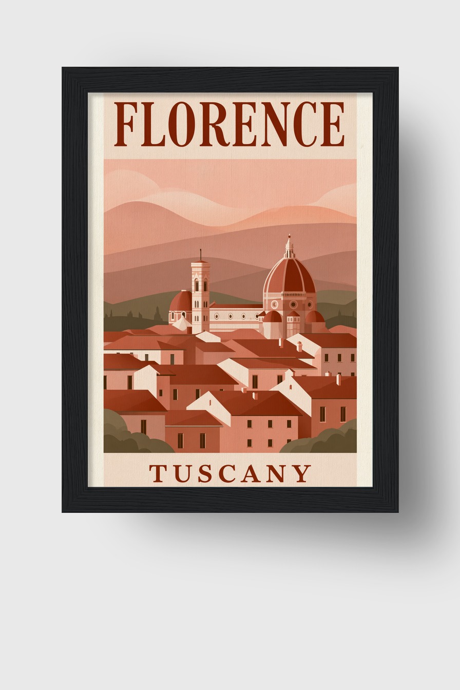 Illustration Poster Florenz Dom Kuppel rotbraun