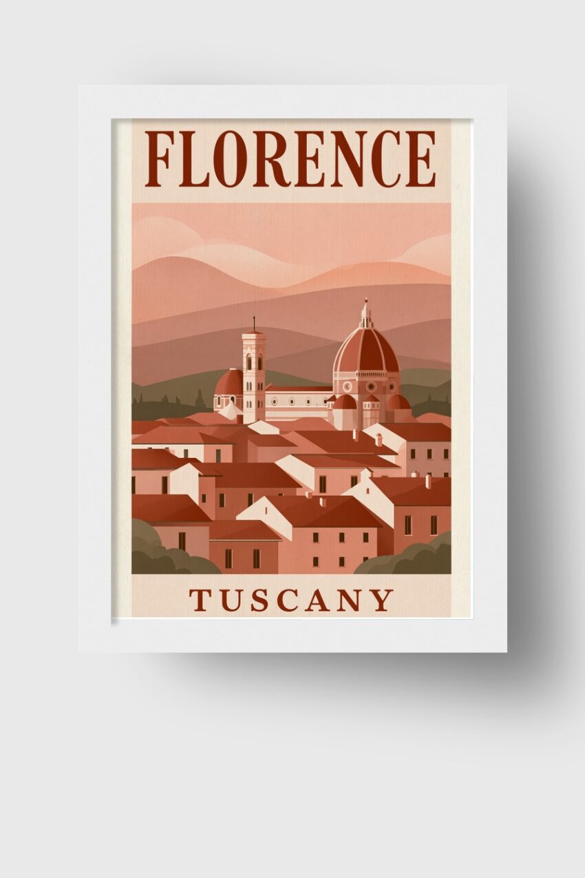 Illustration Poster Florenz Dom Kuppel rotbraun
