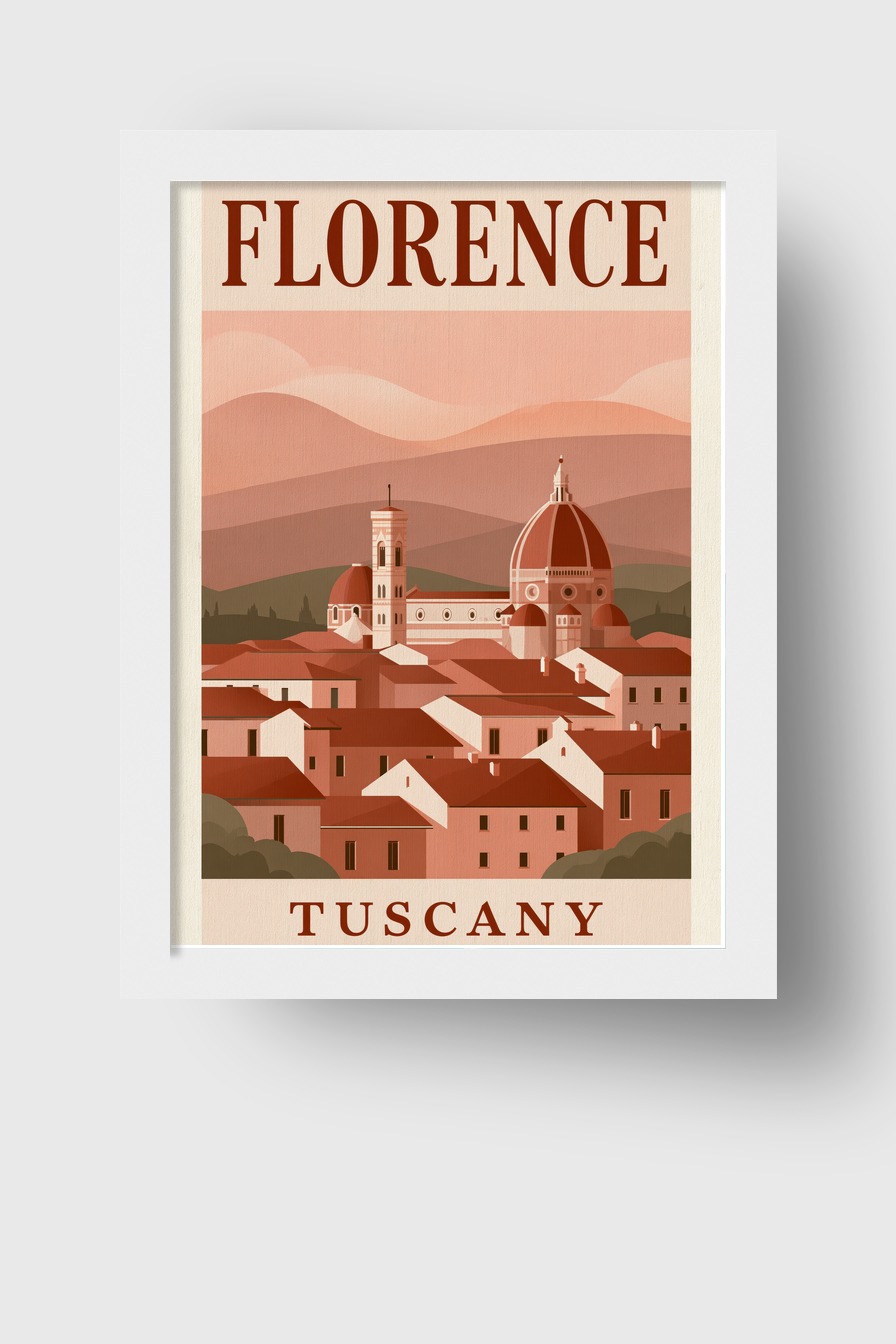 Illustration Poster Florenz Dom Kuppel rotbraun