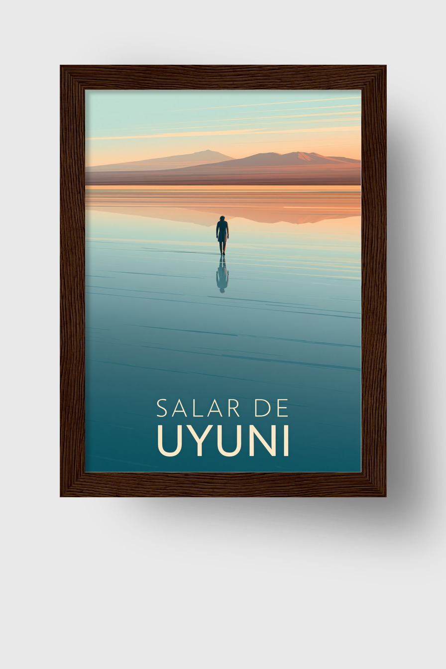 Minimalistisch Poster Salar de Uyuni Person Spiegelung Wasser