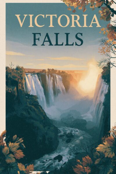 Wasserfall im Tal Poster