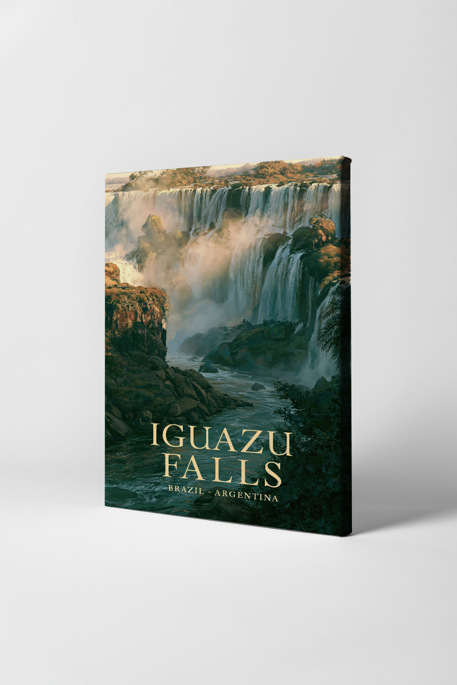 Malerei Poster Wasserfall Nebel grün kraftvoll