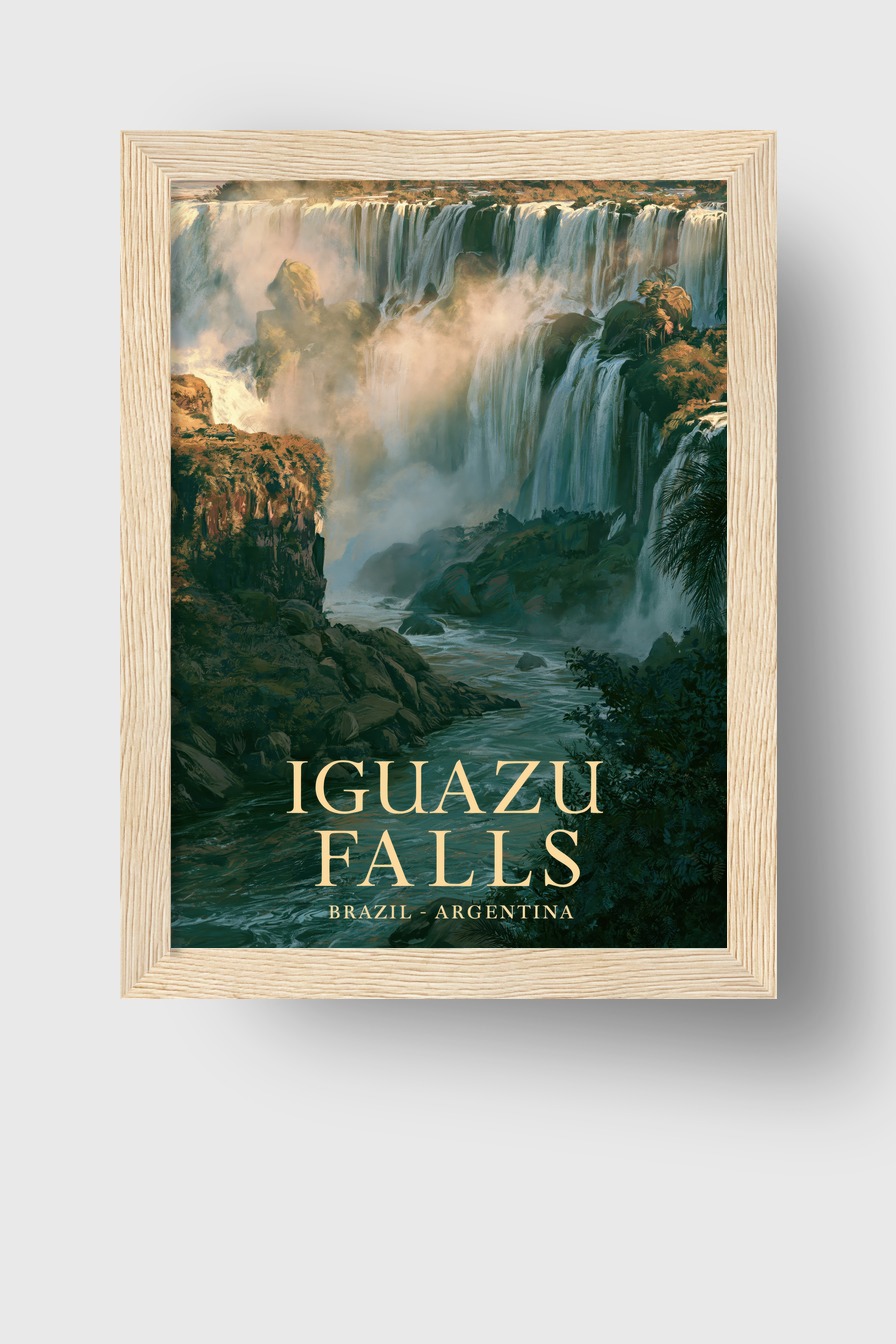 Malerei Poster Wasserfall Nebel grün kraftvoll