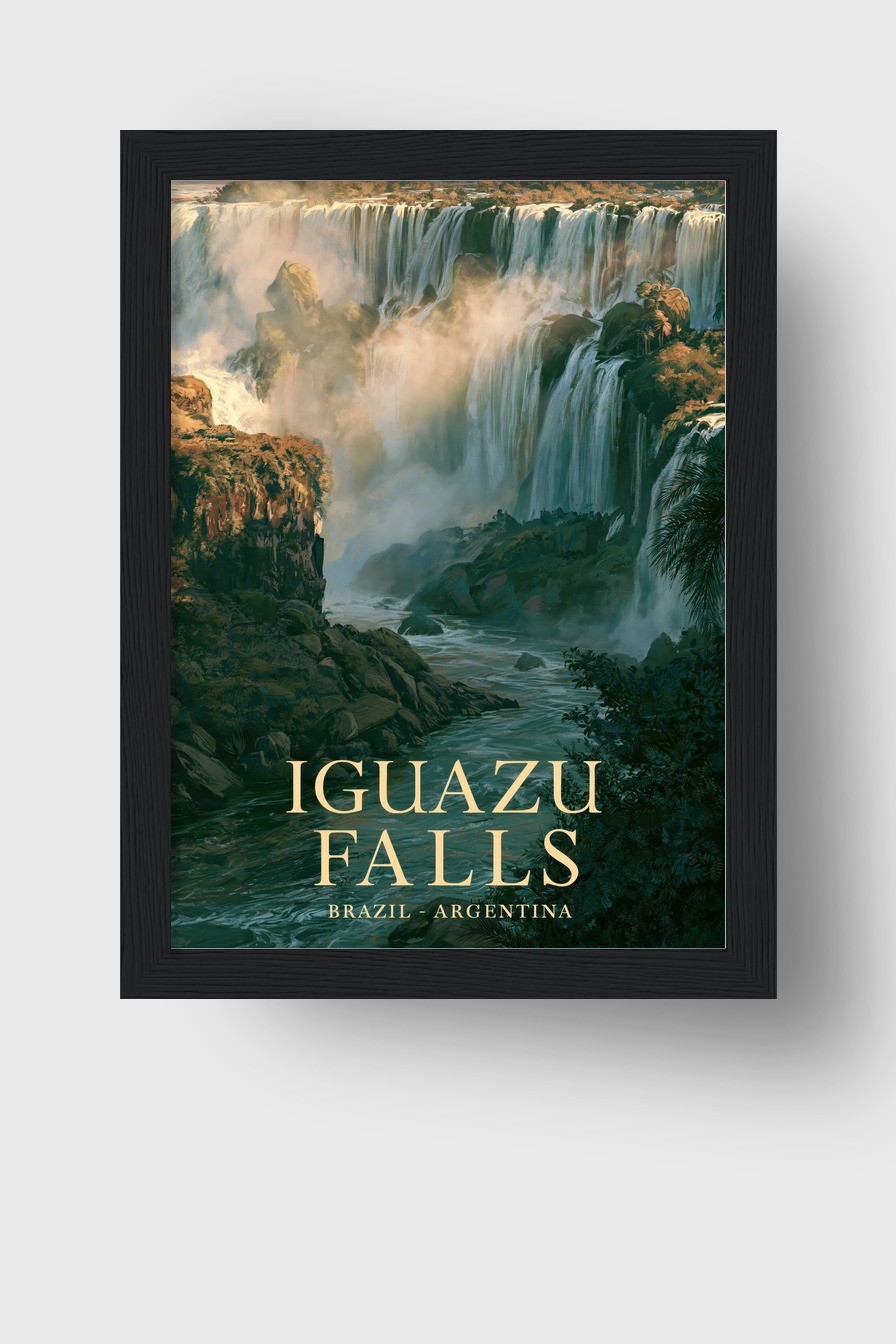 Malerei Poster Wasserfall Nebel grün kraftvoll