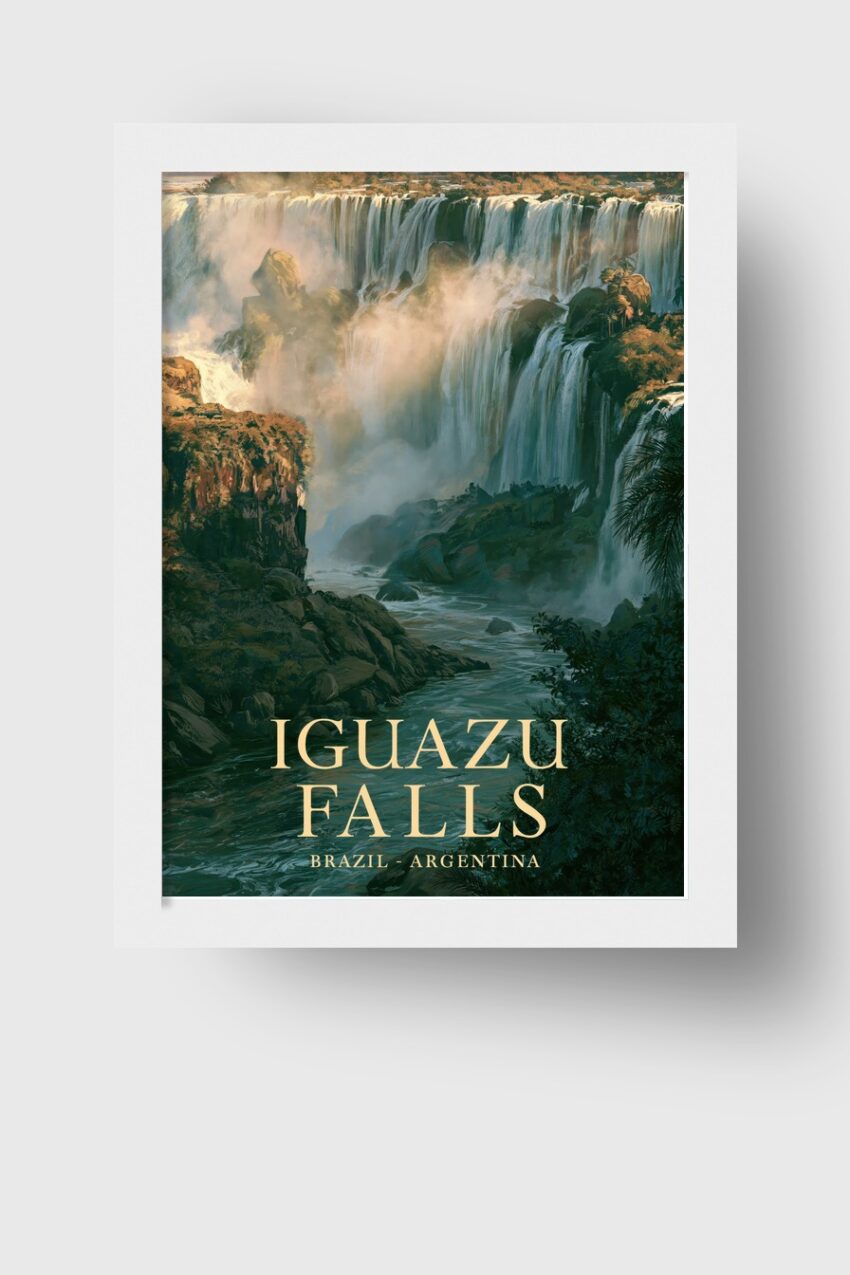 Malerei Poster Wasserfall Nebel grün kraftvoll