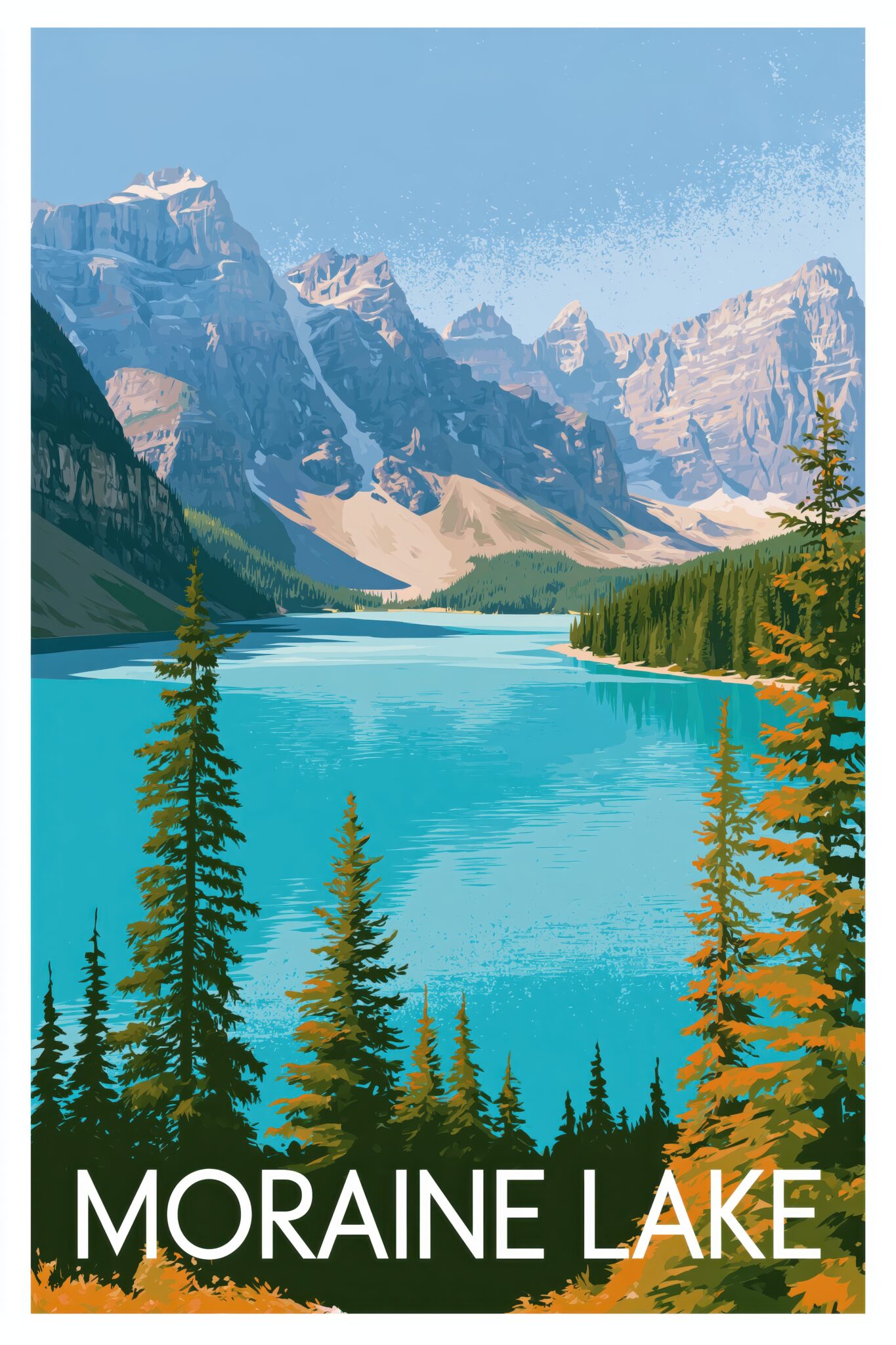 Grafik Poster Bergsee türkis klar kantig Natur