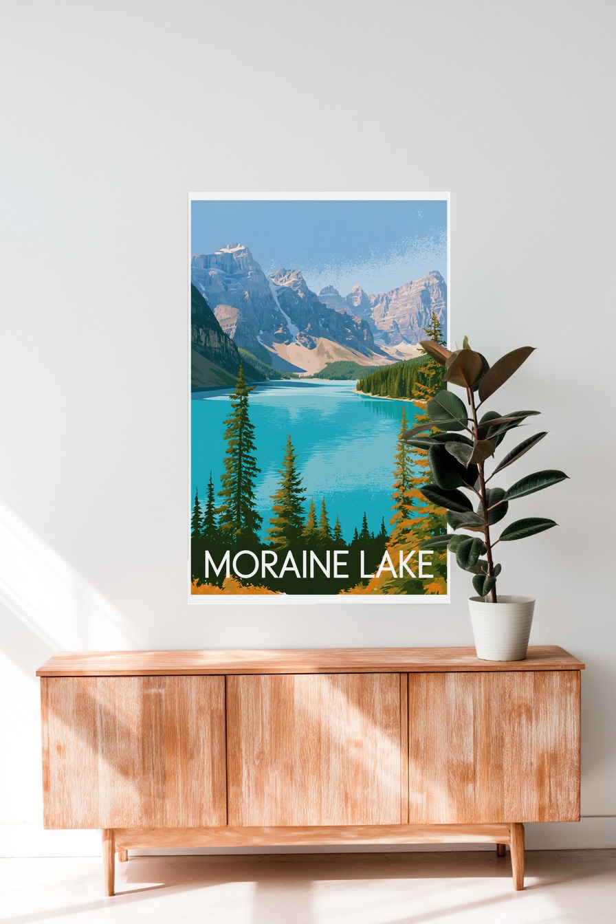 Grafik Poster Bergsee türkis klar kantig Natur