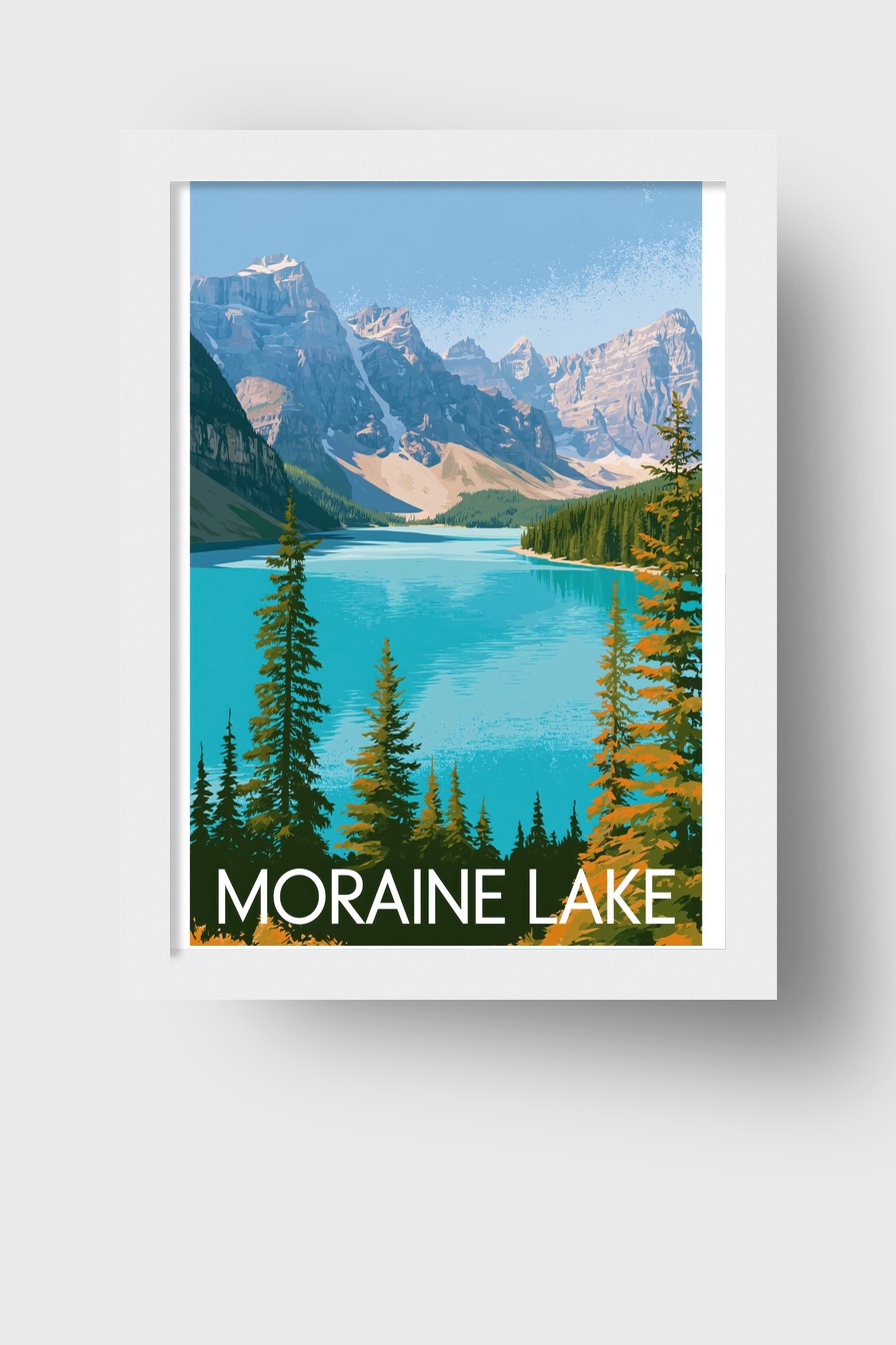 Grafik Poster Bergsee türkis klar kantig Natur