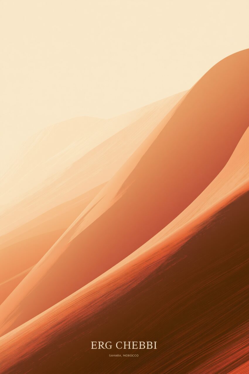 Minimalistisch Poster Sanddüne warmes Licht Sahara