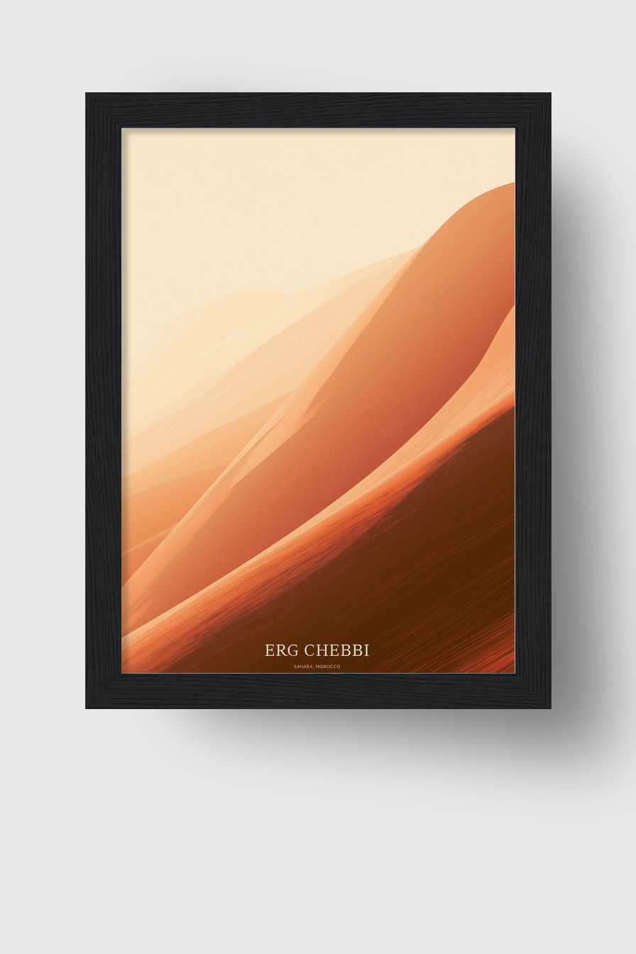 Minimalistisch Poster Sanddüne warmes Licht Sahara