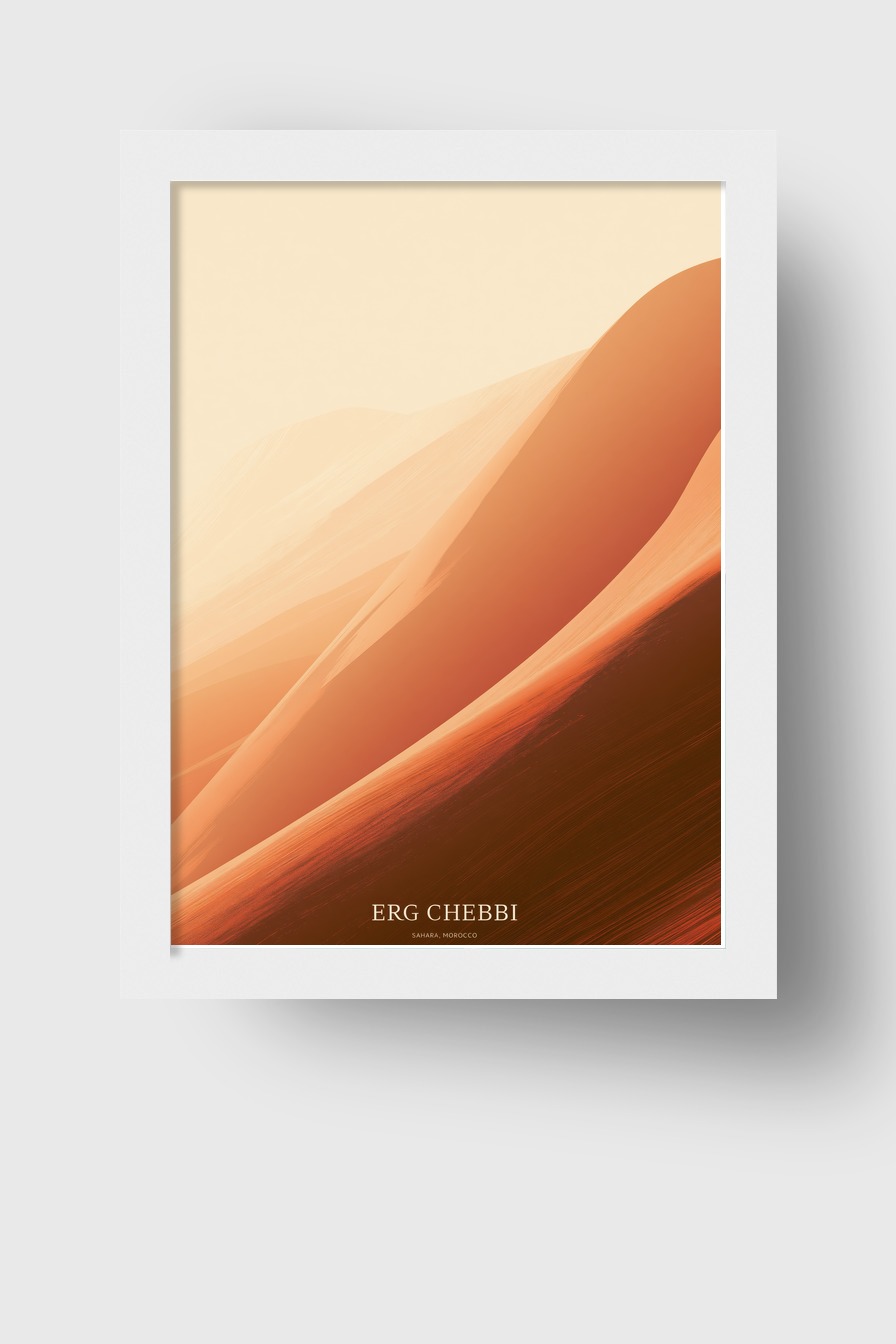 Minimalistisch Poster Sanddüne warmes Licht Sahara