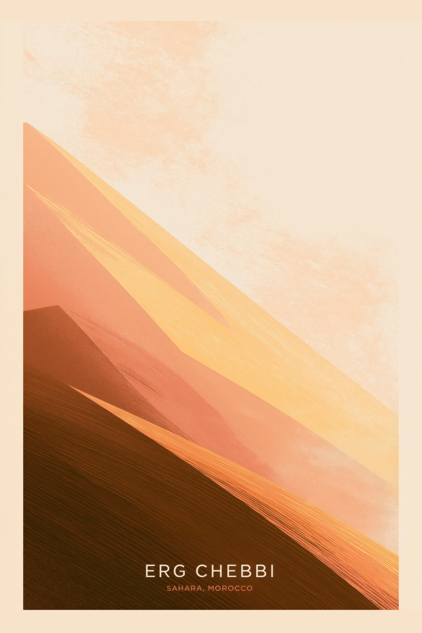 Illustration Poster Dünen warme Erdtöne Sahara