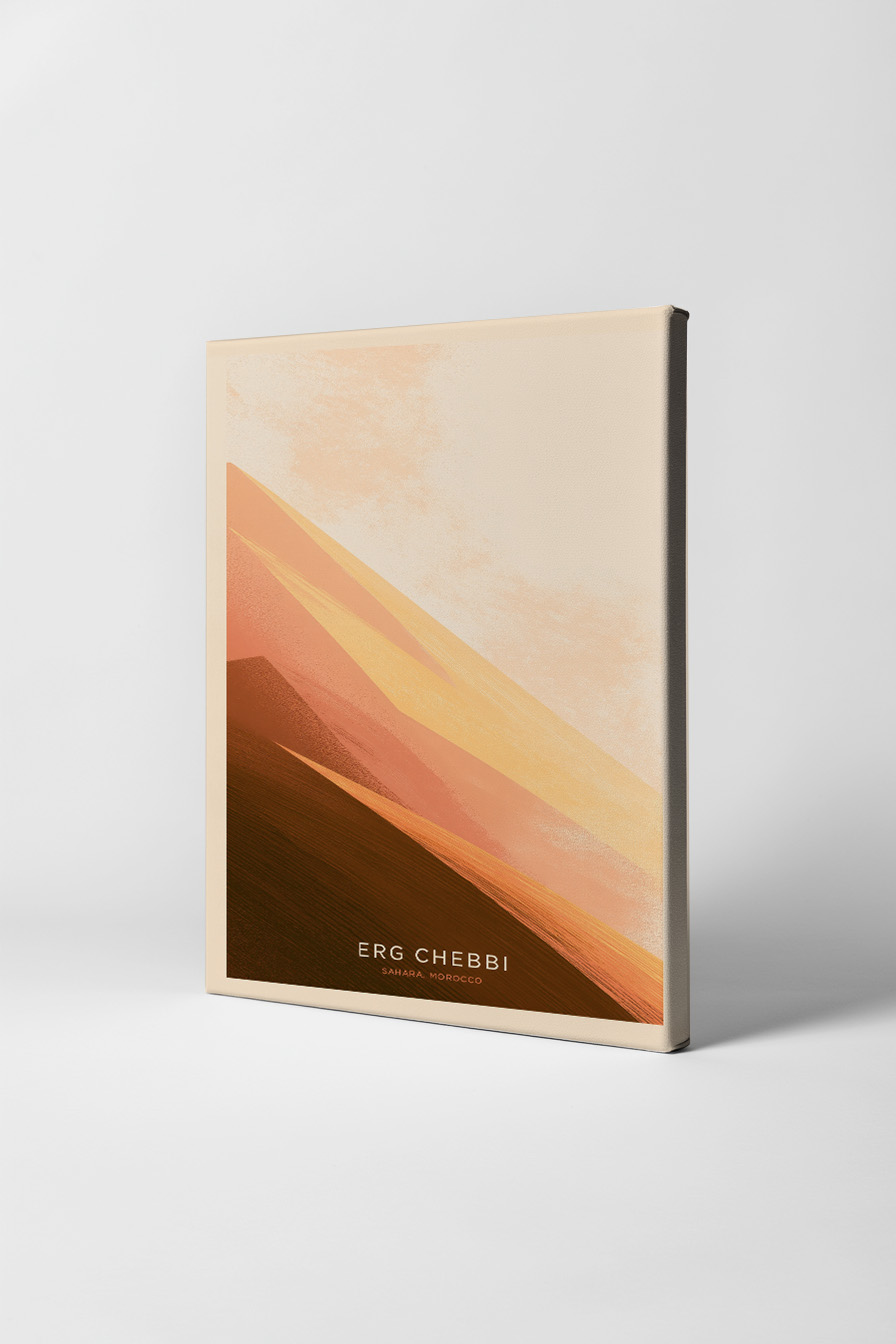 Illustration Poster Dünen warme Erdtöne Sahara