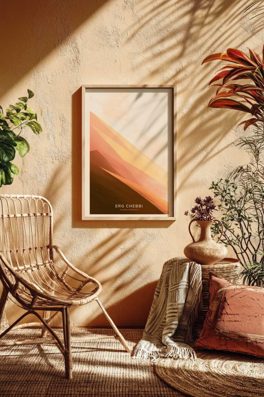 Illustration Poster Dünen warme Erdtöne Sahara