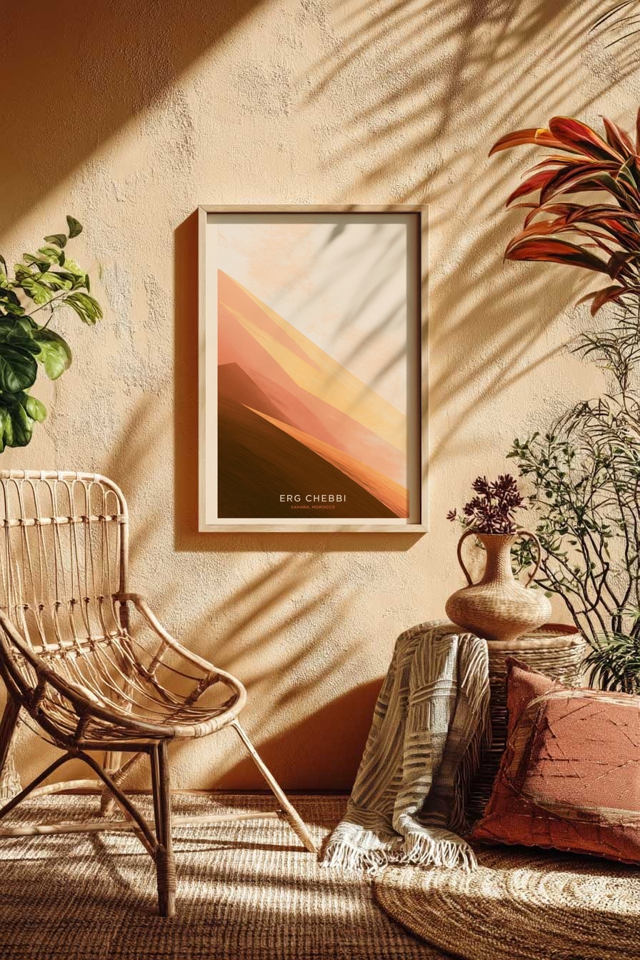Illustration Poster Dünen warme Erdtöne Sahara