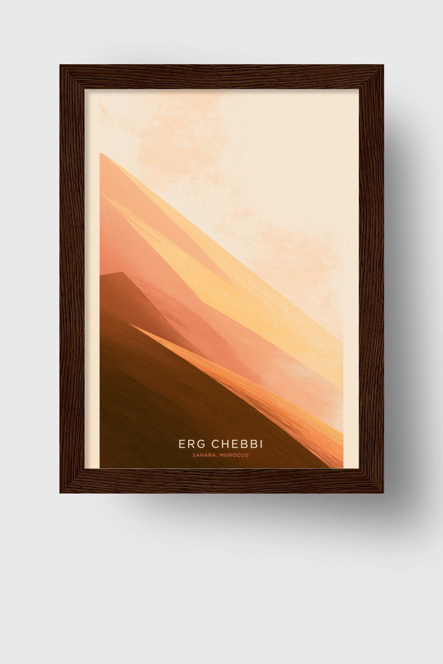 Illustration Poster Dünen warme Erdtöne Sahara