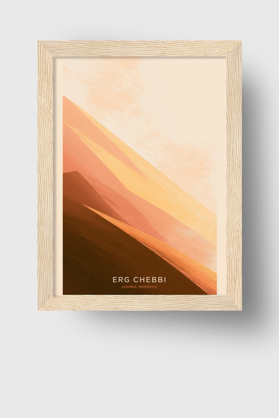 Illustration Poster Dünen warme Erdtöne Sahara