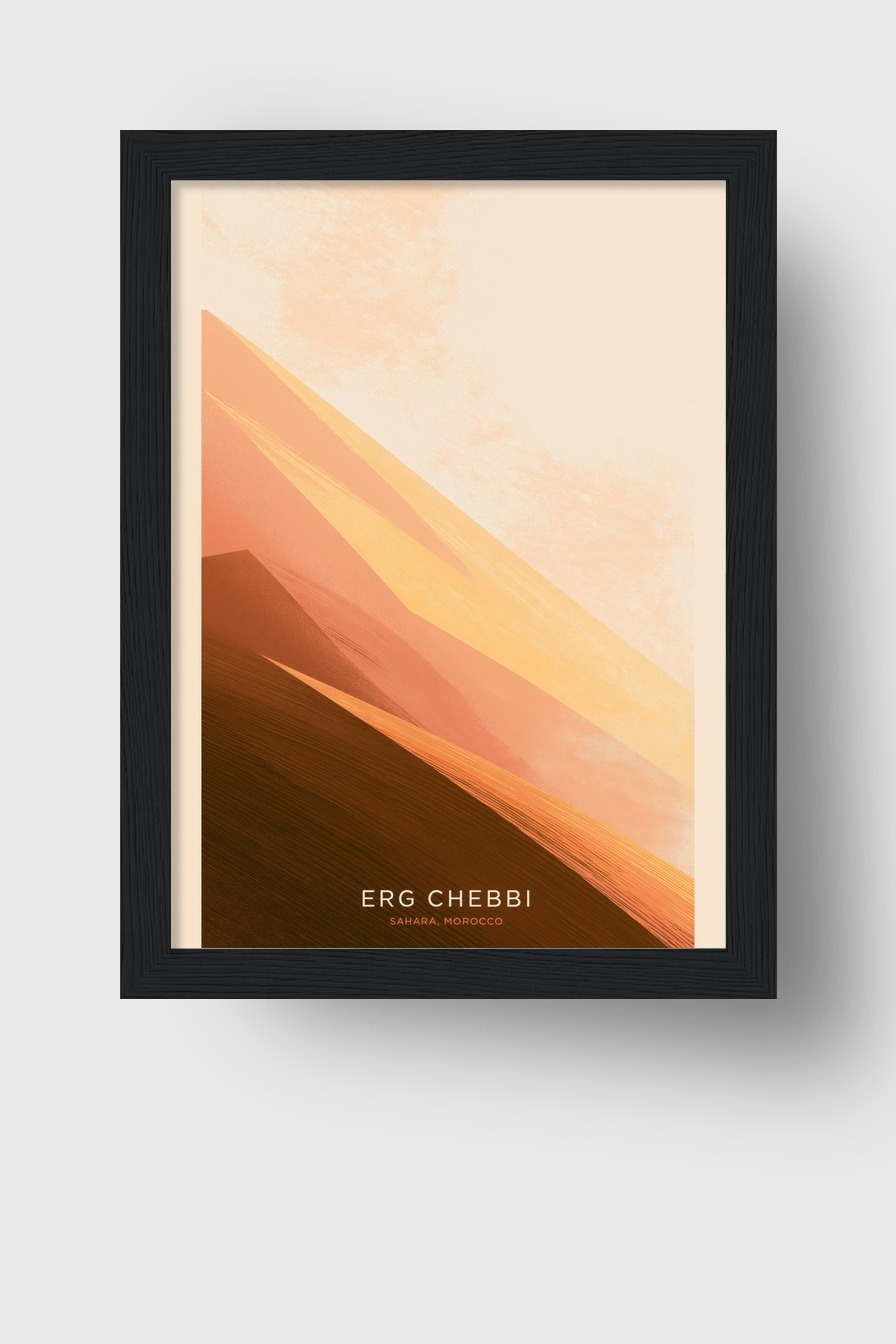 Illustration Poster Dünen warme Erdtöne Sahara
