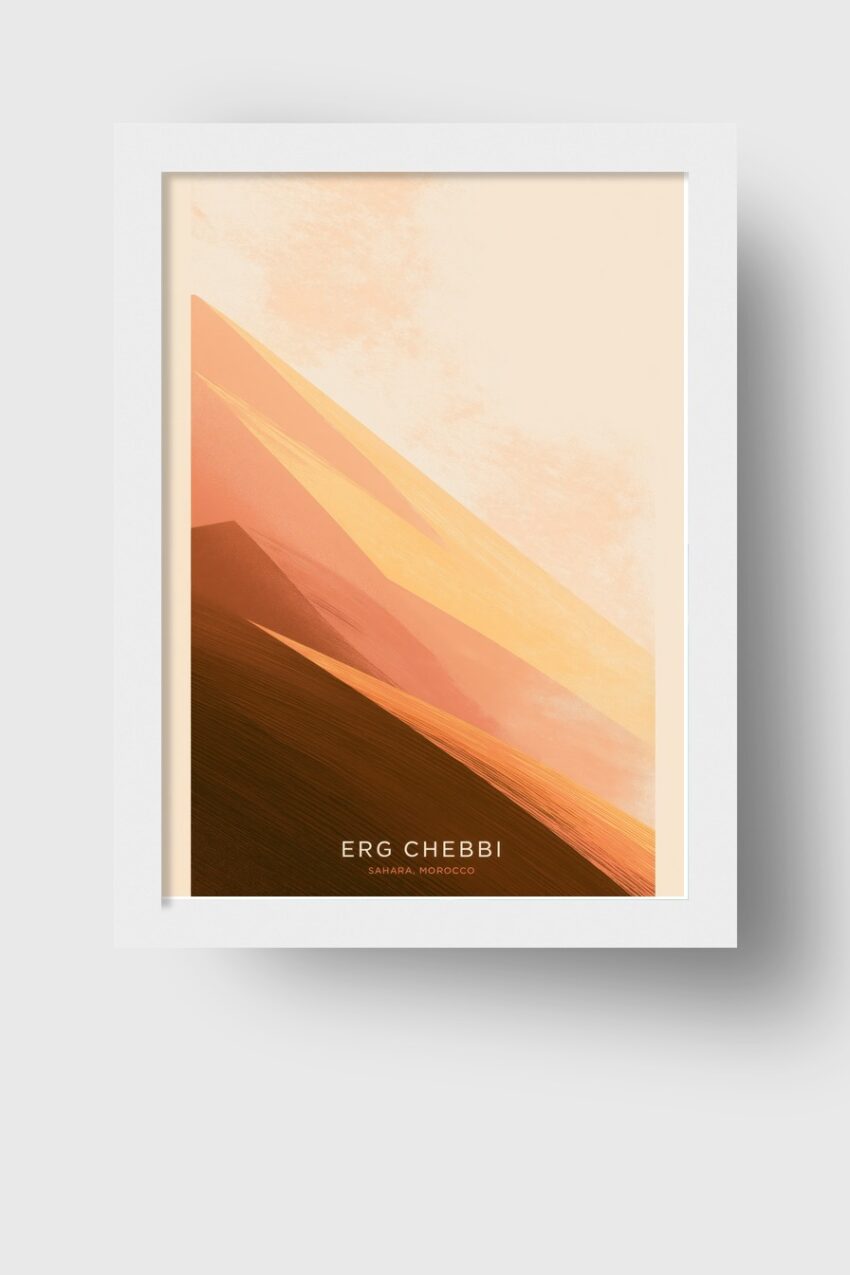 Illustration Poster Dünen warme Erdtöne Sahara