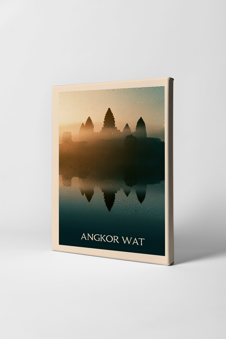 Fotografie Poster Angkor Wat Sonnenaufgang Spiegelung Nebel