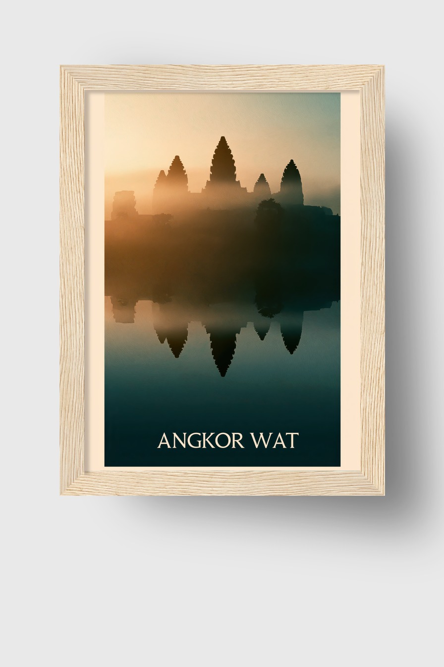 Fotografie Poster Angkor Wat Sonnenaufgang Spiegelung Nebel