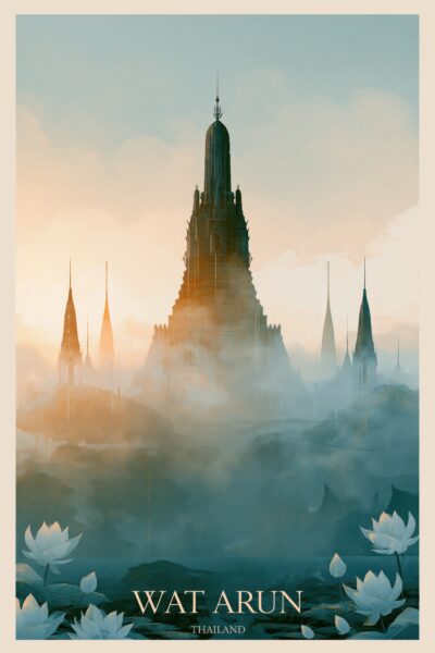 Tempel Spitze Dunst Leinwandbild