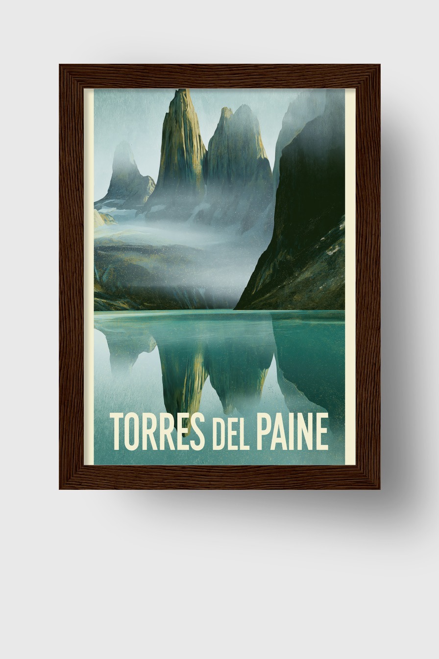 Grafik Poster Berge Spiegelung ruhig blau grün