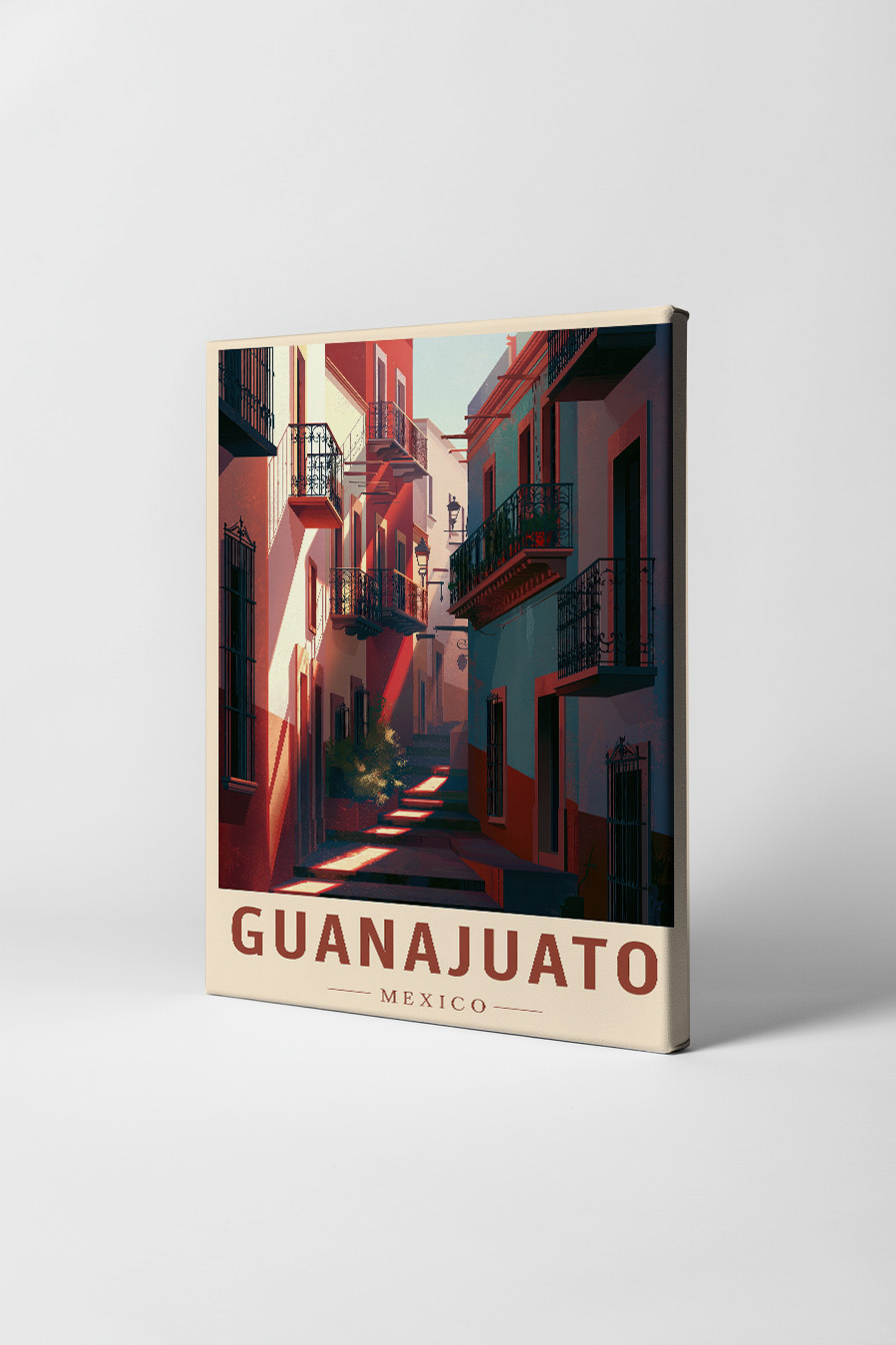 Illustration Poster Gasse Mexiko urban Schatten rot