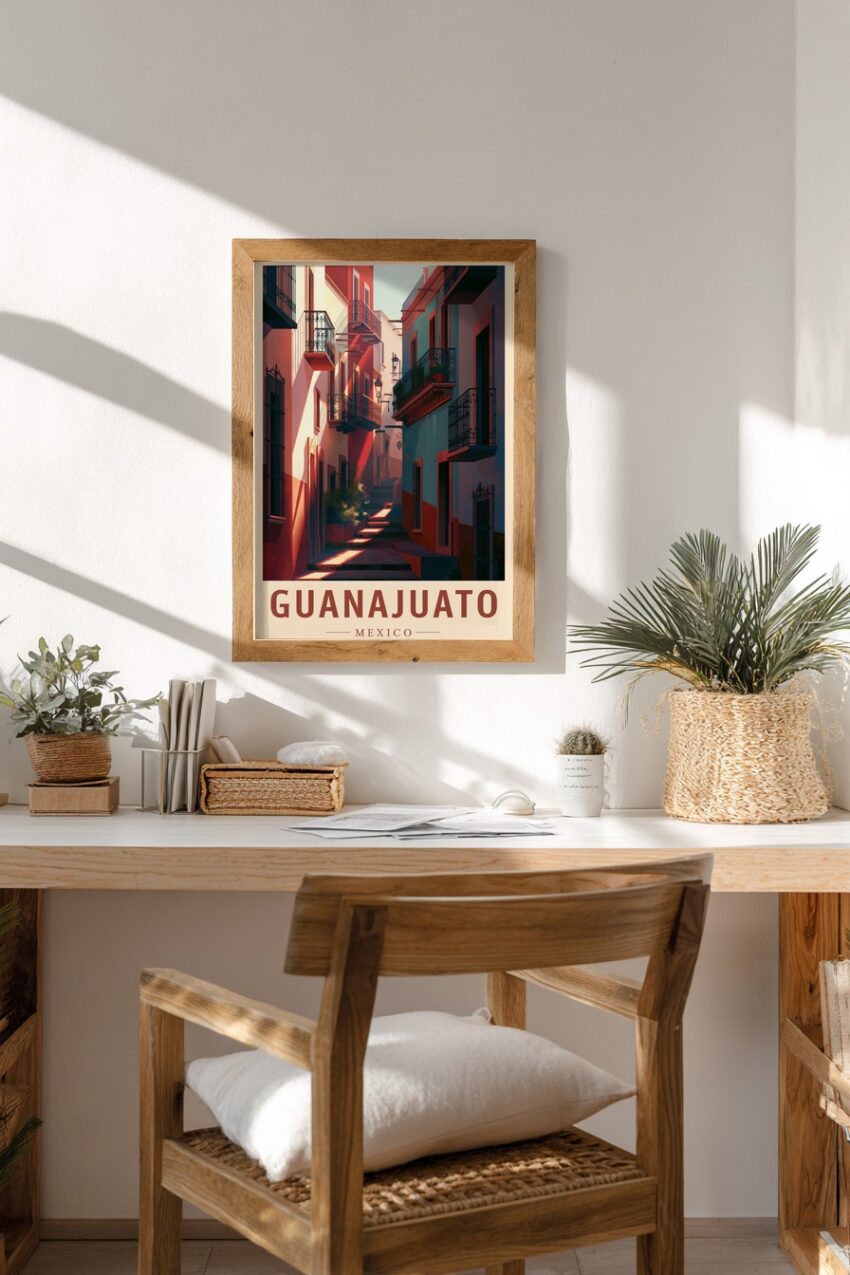 Illustration Poster Gasse Mexiko urban Schatten rot