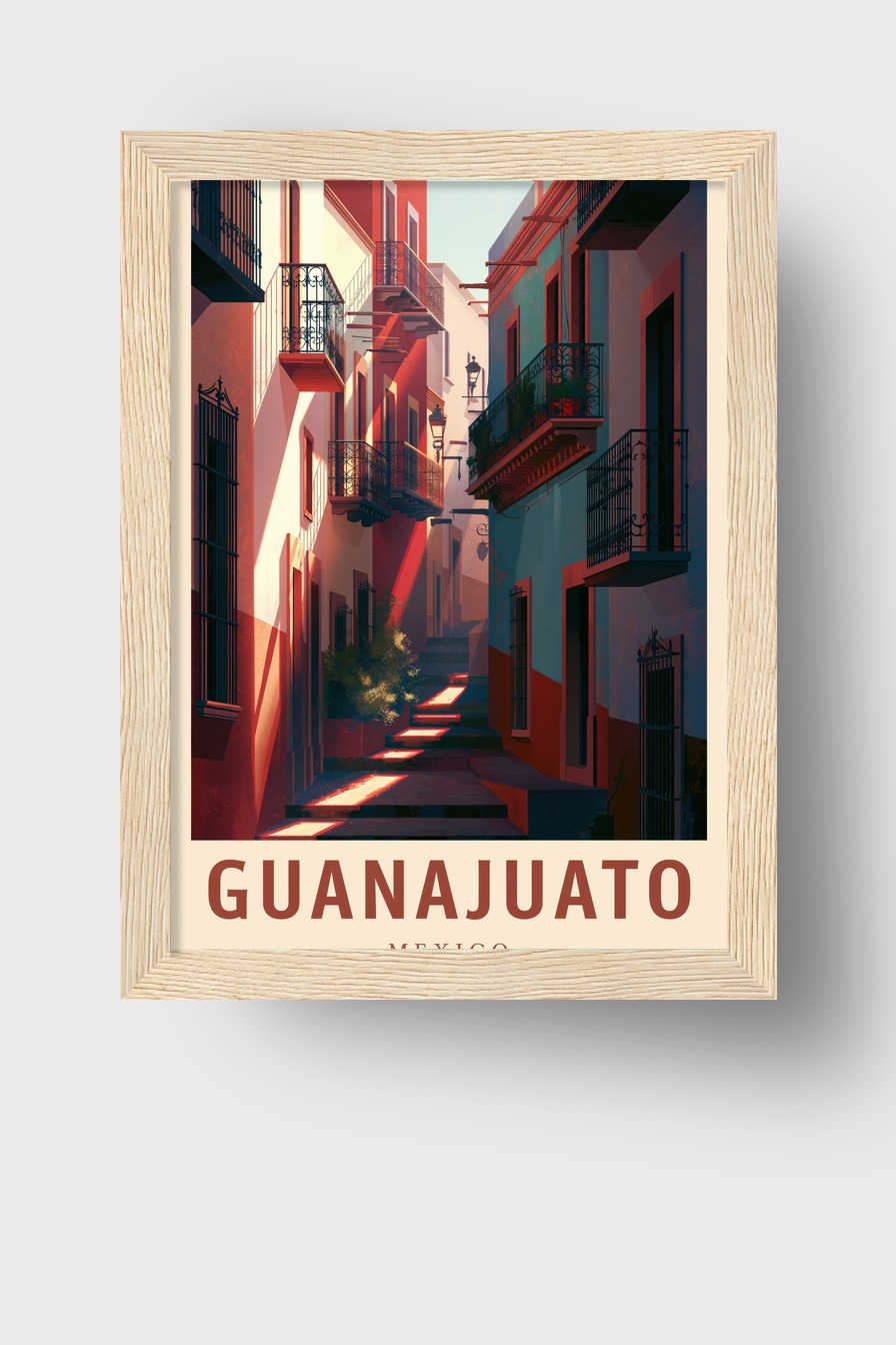 Illustration Poster Gasse Mexiko urban Schatten rot