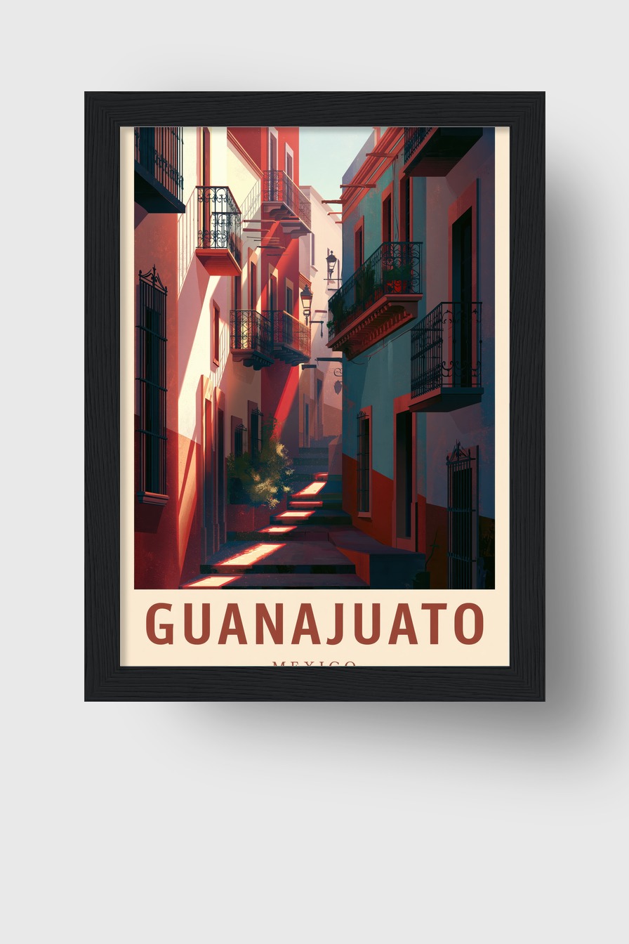 Illustration Poster Gasse Mexiko urban Schatten rot