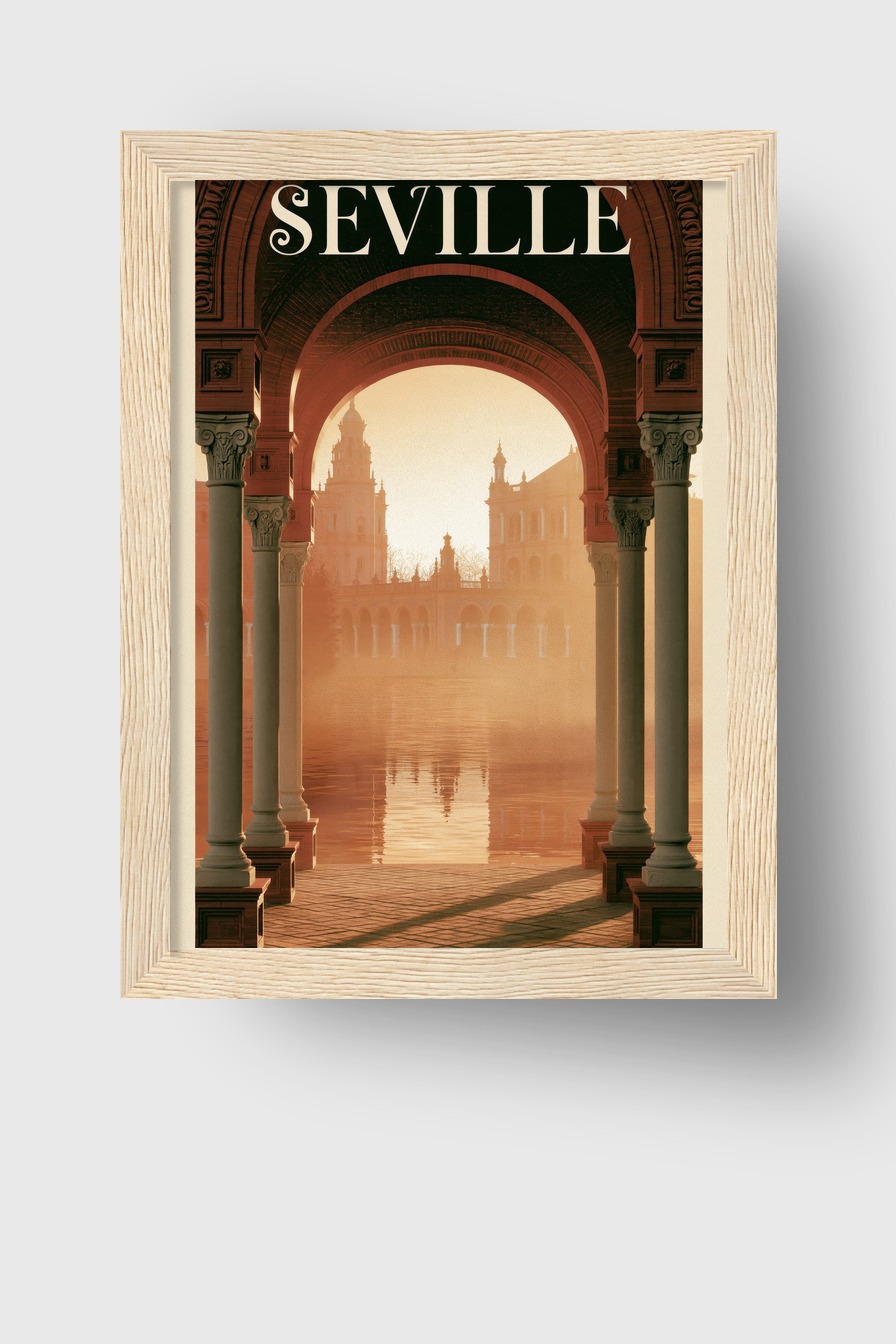 Fotografie Poster Plaza de España Säulen Stadtlicht warm