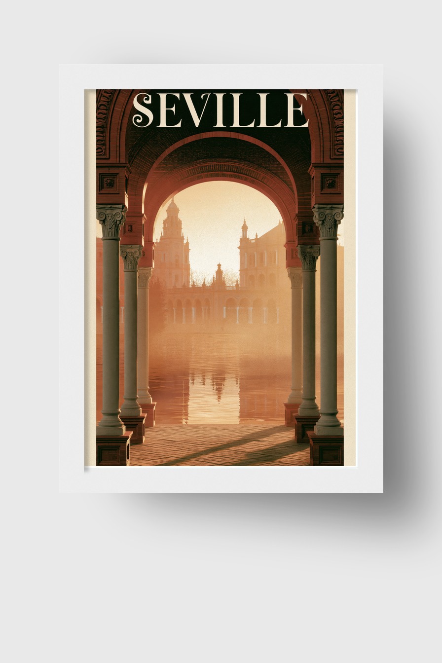 Fotografie Poster Plaza de España Säulen Stadtlicht warm