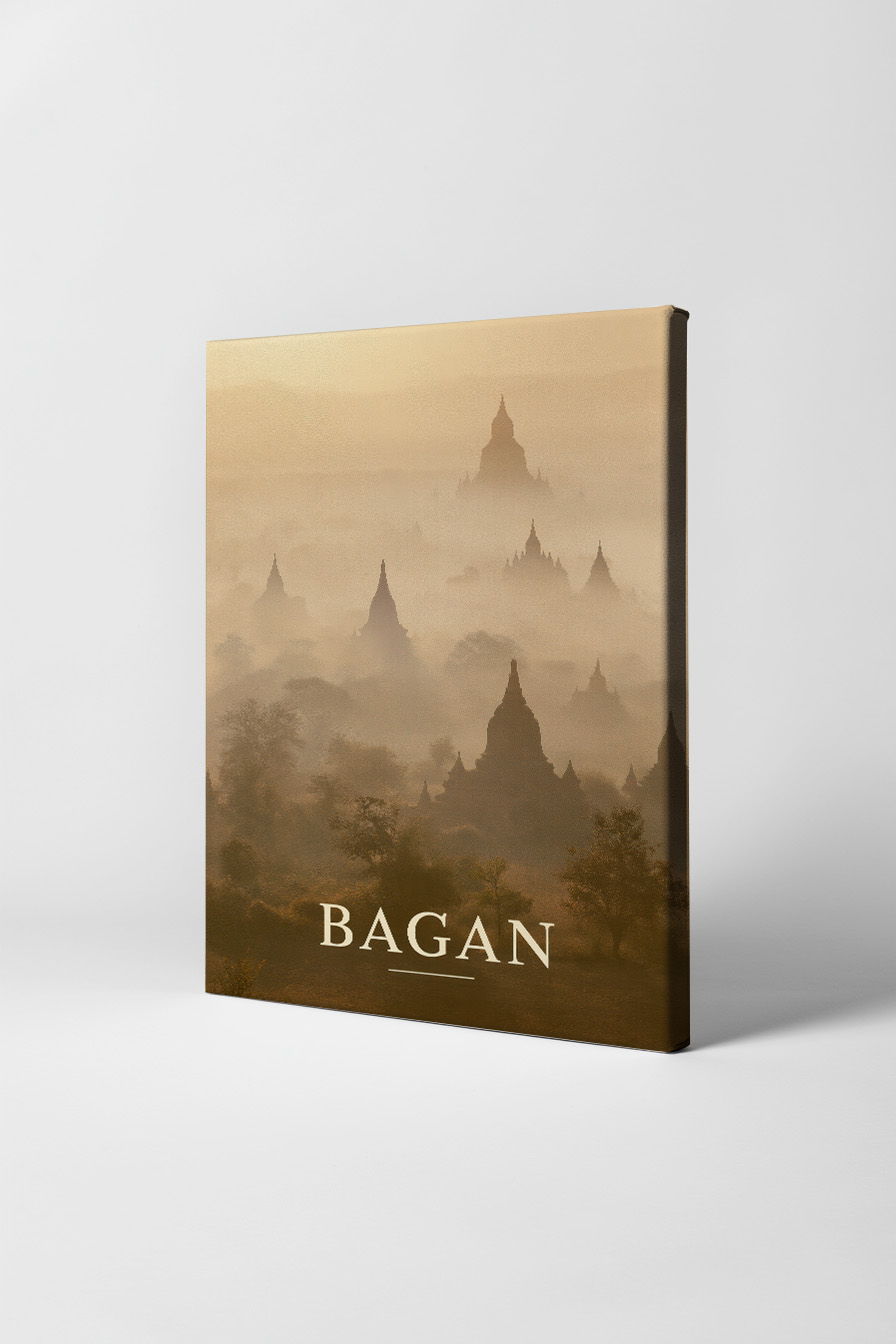 Fotografie Poster Bagan Tempel mystisch neblig