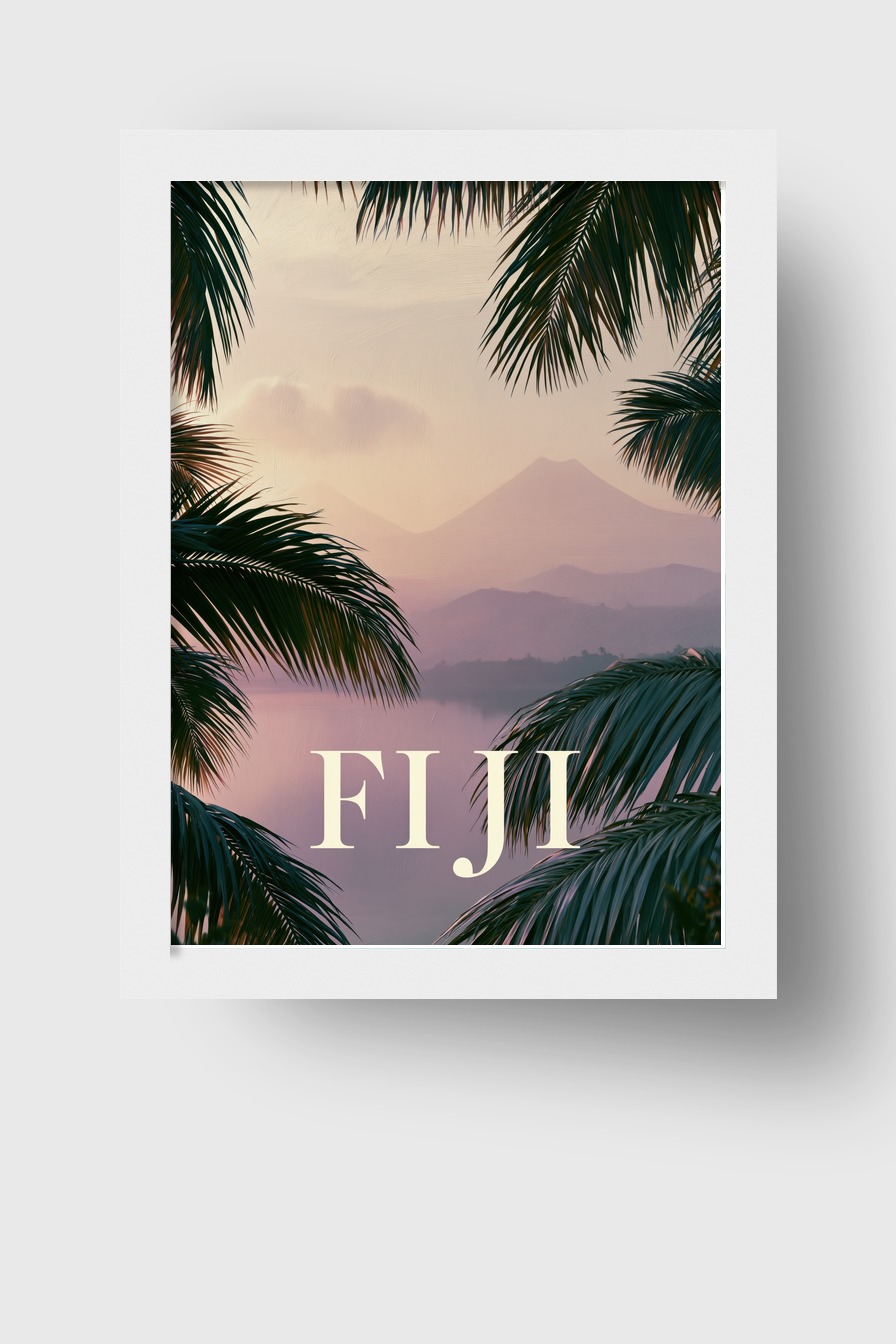 Fotografie Poster Palmen Lagune pastellfarben tropisch