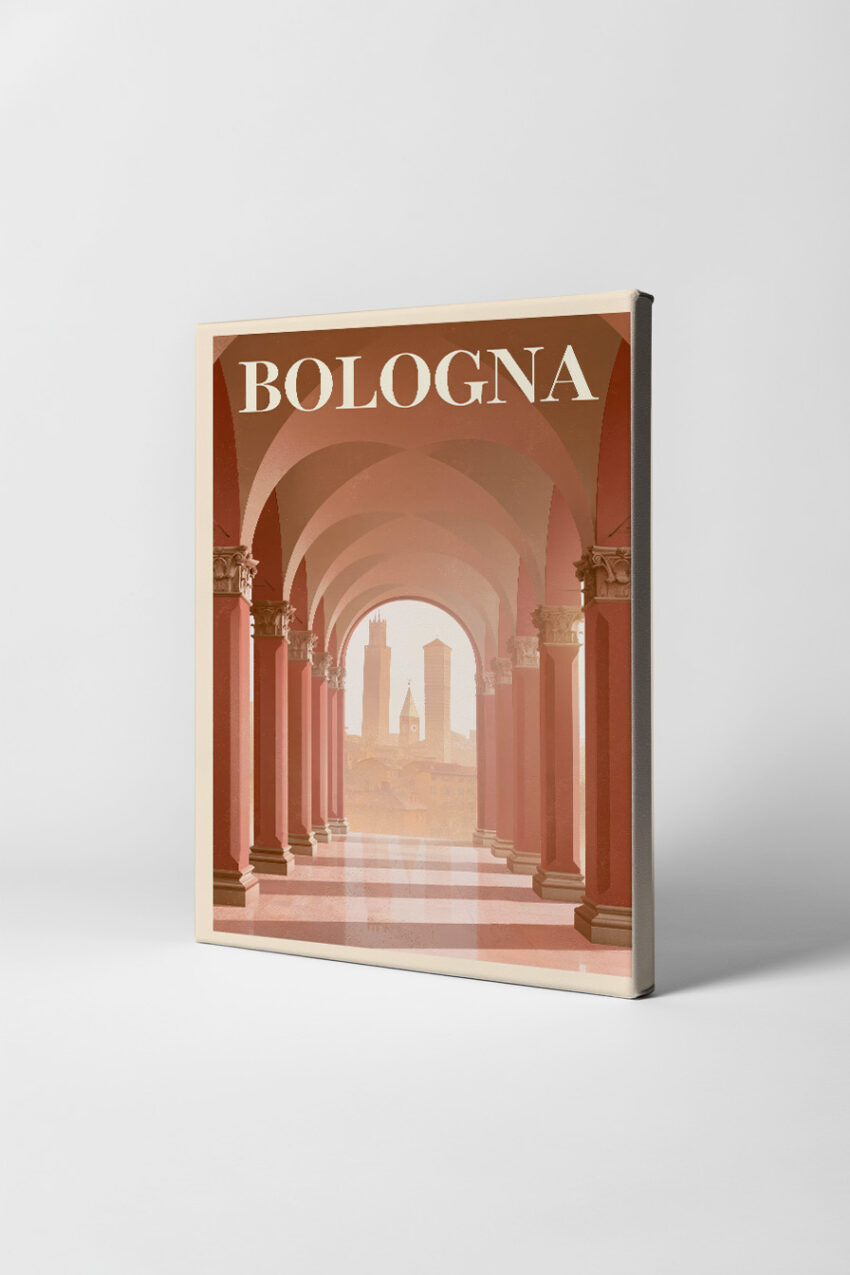 Illustration Poster Arkaden Bologna warm rot