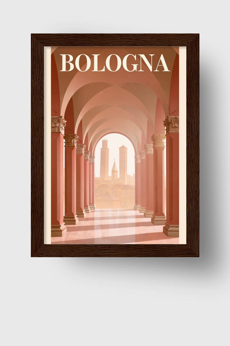 Illustration Poster Arkaden Bologna warm rot